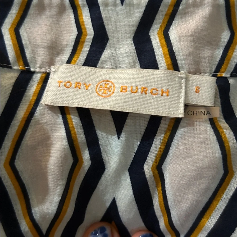 EUC Tory Burch Geometric Patterned‎ Button Down Top